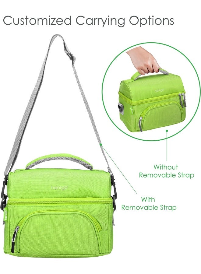 Bentgo Deluxe Lunch Bag (Green) - Insulated Lunch Tote for Work and School with Top and Main Compartments, 2-Way Zipper, Adjustable Strap, and Front Pocket - Fits All  and Other Lunch Boxes  - Image 4
