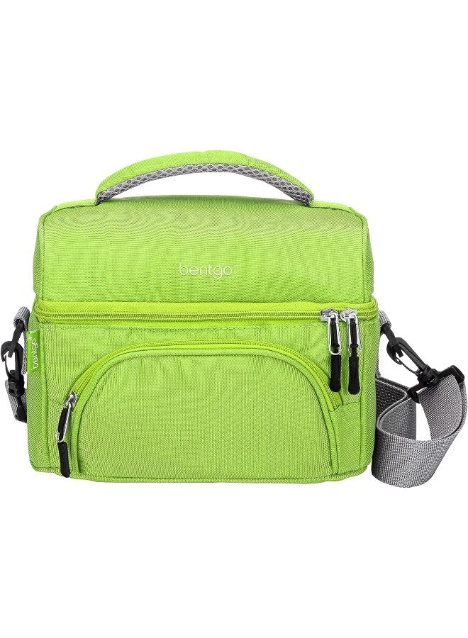 Bentgo Deluxe Lunch Bag (Green) - Insulated Lunch Tote for Work and School with Top and Main Compartments, 2-Way Zipper, Adjustable Strap, and Front Pocket - Fits All  and Other Lunch Boxes  - Image 1