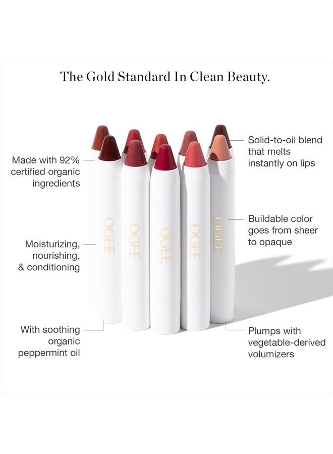OGEE Tinted Sculpted Lip Oil - Lip Stain Made with 100% Organic Coconut Oil, Jojoba Oil, and Vitamin E - Best as Lip Balm, Lip Color or Lip Treatment - DAHLIA - Image 2