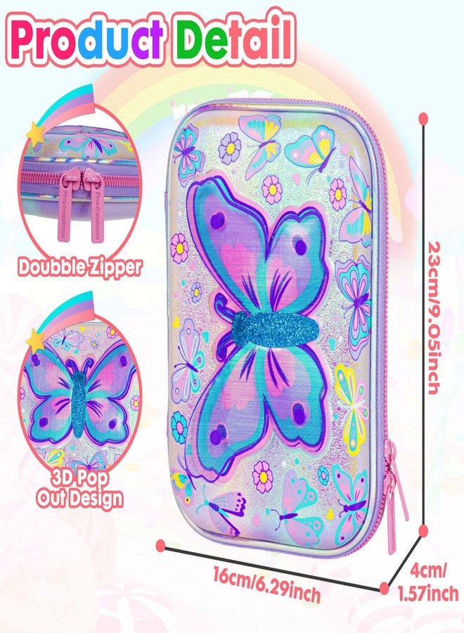 YOYTOO Butterfly Pencil Case Stationery Set for Girls, 3D EVA Big Capacity Cute Pencil Pen Case Bag with Zipper Office College School Storage Bag Pouch Holder Box Organizer - Image 3