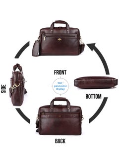 LAVERI LEATHER LAVERI Laptop Bag for Men - Leather Messenger Bag for Office - Fits up to 15 Inch Laptop - Shoulder Bag with Multiple Compartments - Executive Leather Bag for Work/Travel/Casual  - 2815  - Image 2