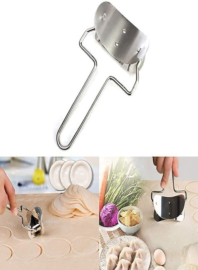 Gladnes Multifunctional 360° Rotation Puri Cutter | Stainless Steel Dough Circle Roller with Handle for Biscuits, Pastries, Cookies & Wrappers - Image 3
