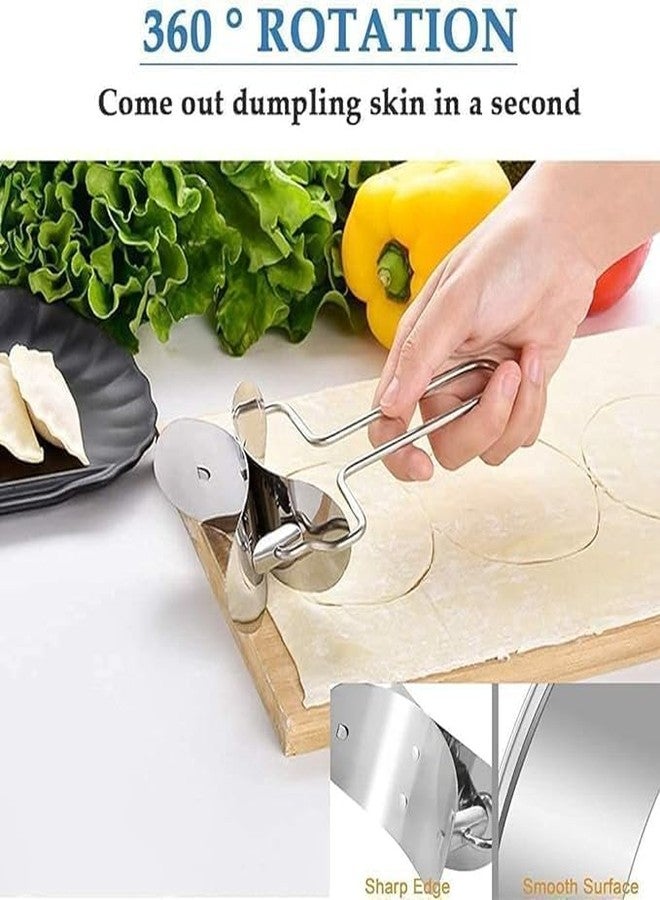 Gladnes Multifunctional 360° Rotation Puri Cutter | Stainless Steel Dough Circle Roller with Handle for Biscuits, Pastries, Cookies & Wrappers - Image 2