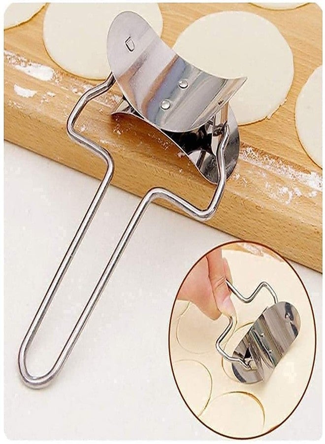 Gladnes Multifunctional 360° Rotation Puri Cutter | Stainless Steel Dough Circle Roller with Handle for Biscuits, Pastries, Cookies & Wrappers - Image 4