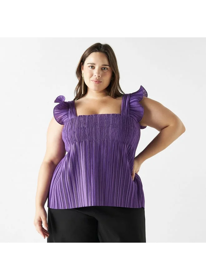 2Xtremz 2Xtremz Textured Square Neck Sleeveless Top
