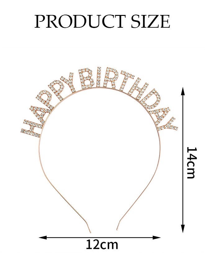 DUNISO Birthday Sash Birthday Crown Set for Women Girl Glitter Rose Gold Birthday Sash and Crown Rhinestone Headband Set Happy Birthday Party Accessories Supplies Favors - Image 3