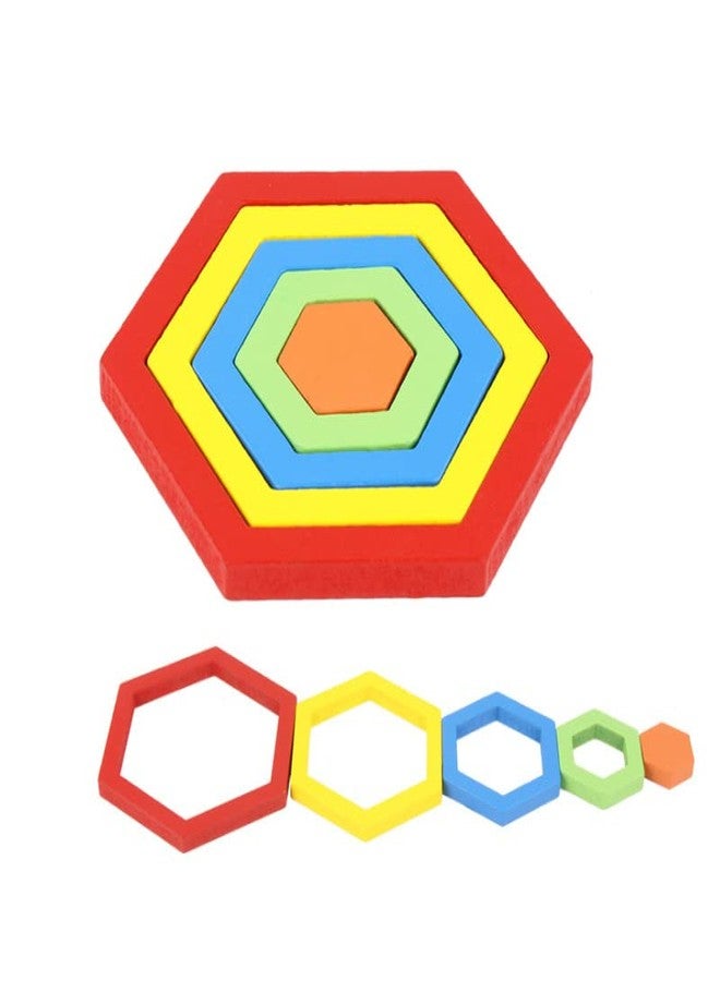 VIANZ Wooden Shape Sorting Puzzle Vibrant Colors Toddlers Activities Preschool Learning Early Educational Birthday Gift Travel for Kids Age 1 2 3 4 (Hexagon) - Image 3