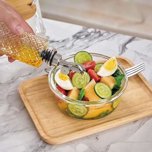 MOLADRI Glass Olive Oil Dispenser Bottle Small, 6.5 Oz/ 200 ml Coffee Simple Syrup Bottles with Silver Metal Pour Spout, Funnel, Measuring Cup, Oil and Vinegar Bottle for Kitchen (2 Pack) - Image 2