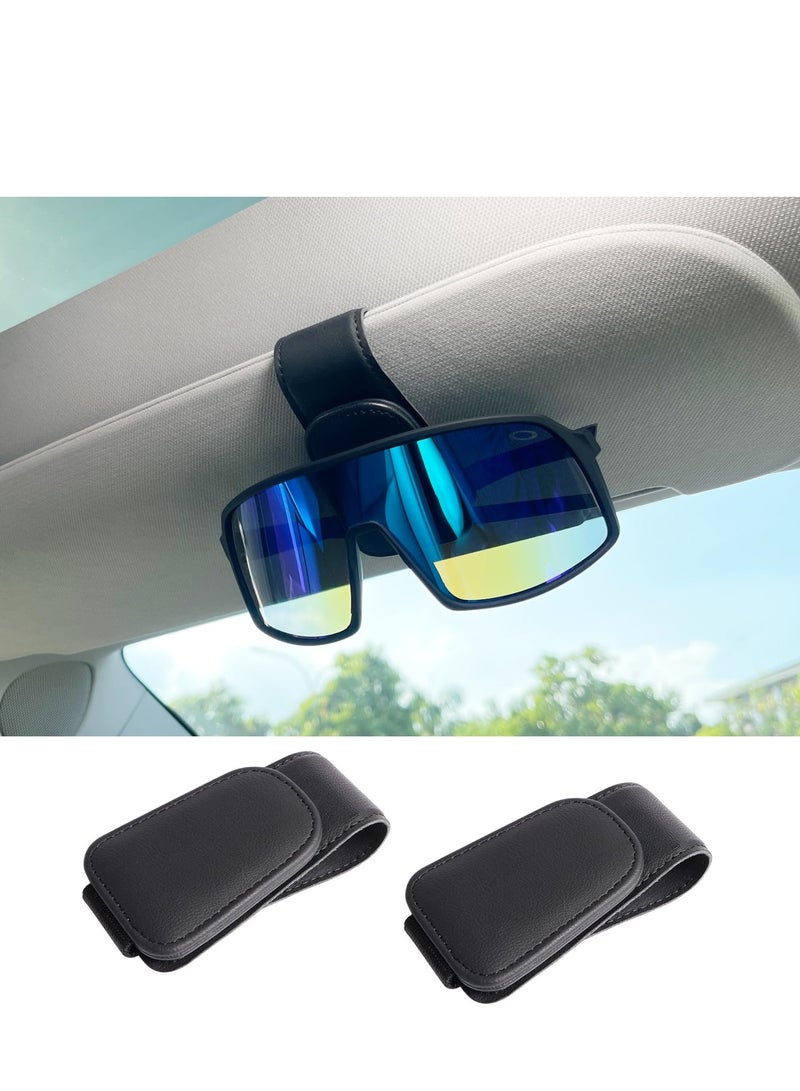 2 قطعة سيارة إطار نظارات شمسية معلقة كليب سيارة واقي من الشمس المغناطيسي بطاقة جلدية الامتزاز تذكرة كليب إطار نظارات السيارة منظم السفر الملحقات اللازمة - Image 1