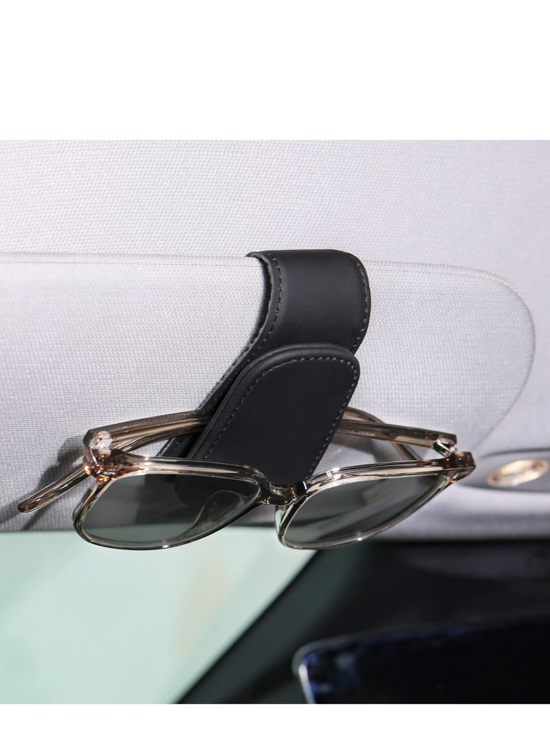 2 قطعة سيارة إطار نظارات شمسية معلقة كليب سيارة واقي من الشمس المغناطيسي بطاقة جلدية الامتزاز تذكرة كليب إطار نظارات السيارة منظم السفر الملحقات اللازمة - Image 3