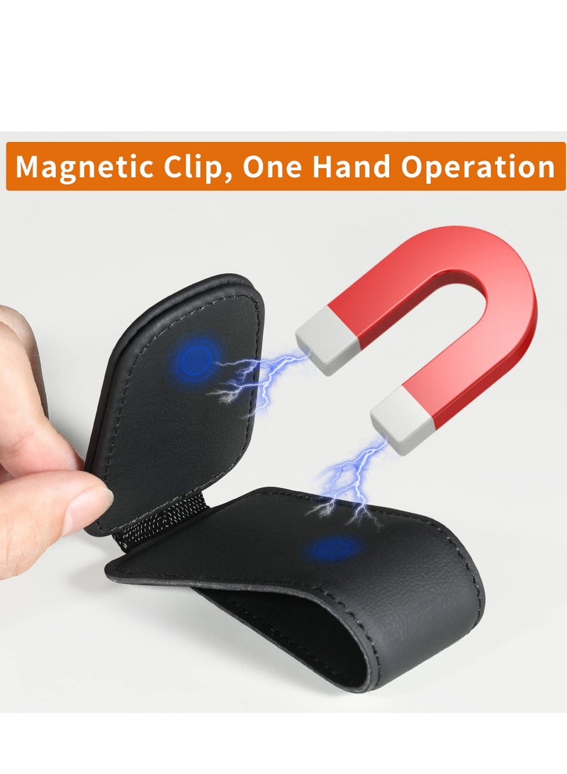 2 قطعة سيارة إطار نظارات شمسية معلقة كليب سيارة واقي من الشمس المغناطيسي بطاقة جلدية الامتزاز تذكرة كليب إطار نظارات السيارة منظم السفر الملحقات اللازمة - Image 4