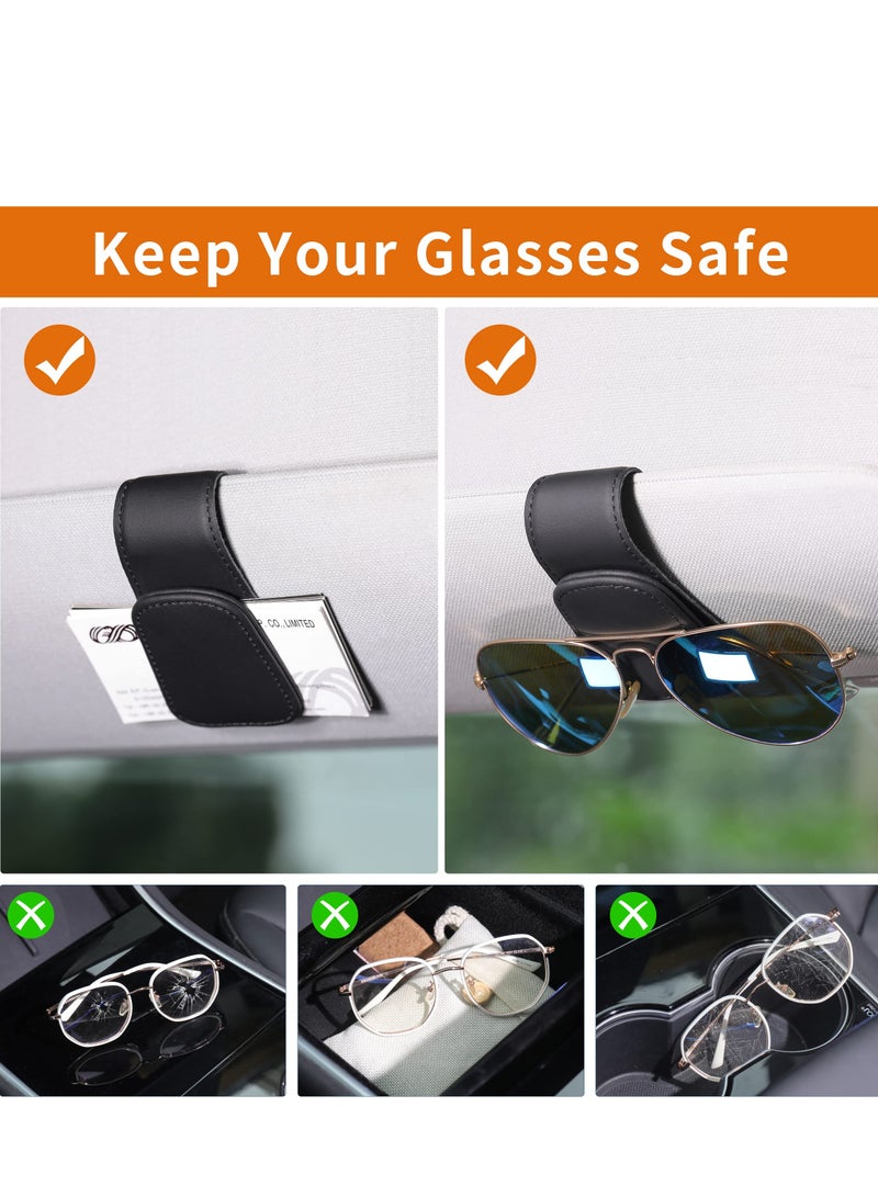 2 قطعة سيارة إطار نظارات شمسية معلقة كليب سيارة واقي من الشمس المغناطيسي بطاقة جلدية الامتزاز تذكرة كليب إطار نظارات السيارة منظم السفر الملحقات اللازمة - Image 5