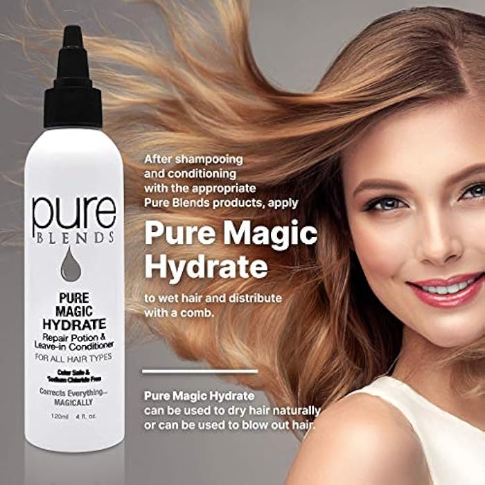 Pure Blends Pure Magic Hydrate Repair Leave–In Conditioner Detangler & Heat Protection Styling Lotion Repair/Reduce Breakage & Split Ends Color Safe & Sodium Chloride Free 4 Oz. - Image 2