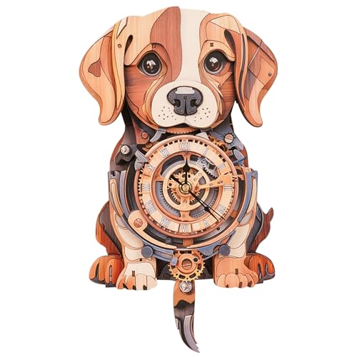 Artipuz 3D Wooden Puzzles for Adults Beagle Clock 3D Puzzles Art and Craft Kits Unique Shape Wood Clock for Adults Handmade Model Building Kit DIY Hobbies Gifts for Family Wall Art Home Decor - Image 1