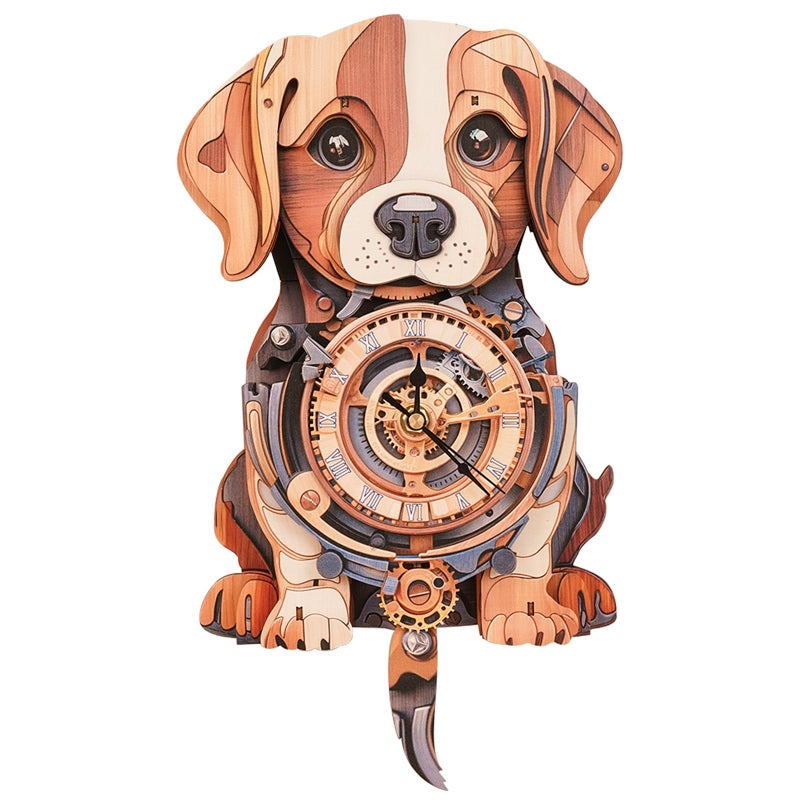 Artipuz 3D Wooden Puzzles for Adults Beagle Clock 3D Puzzles Art and Craft Kits Unique Shape Wood Clock for Adults Handmade Model Building Kit DIY Hobbies Gifts for Family Wall Art Home Decor - Image 3