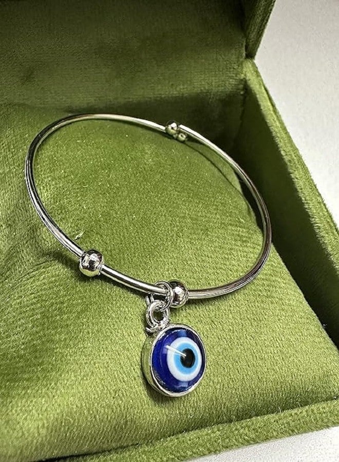 LIGAMENT Stainless Steel Round Moti Pearl Stone Hanging Latkan Evil Eye Nazariya Kada Bracelet Gift For Mens And Womens - Image 2