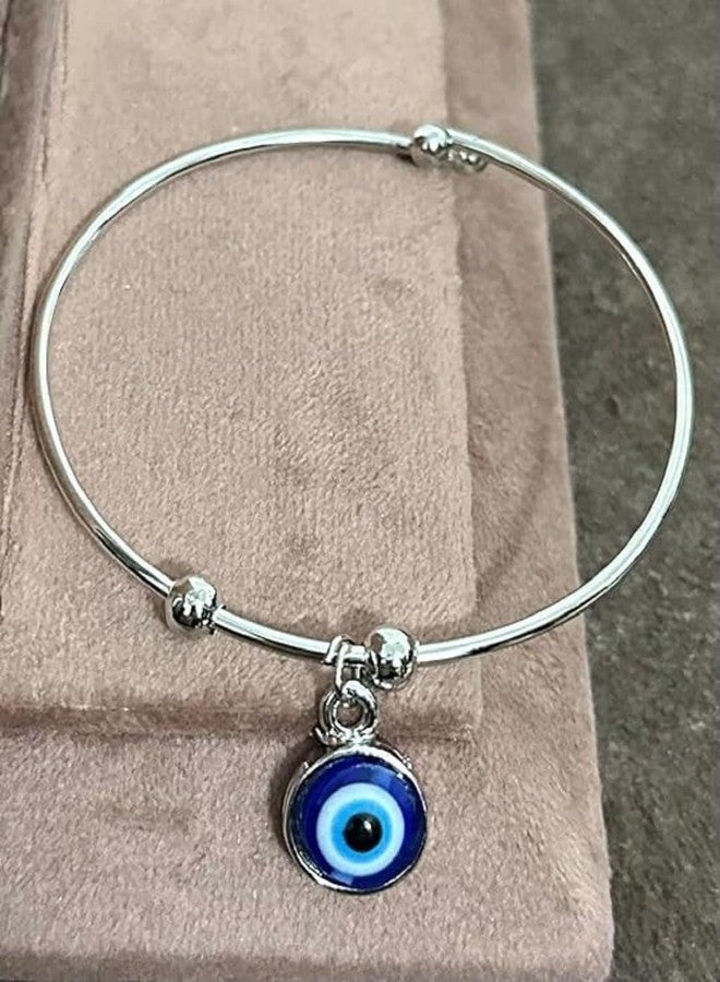 LIGAMENT Stainless Steel Round Moti Pearl Stone Hanging Latkan Evil Eye Nazariya Kada Bracelet Gift For Mens And Womens - Image 4