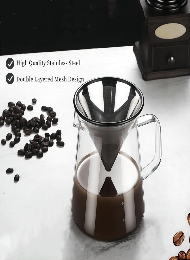 Zerodis Pour Over Coffee Dripper, Paperless Stainless Steel Coffee Filter Reusable Cone Coffee Maker for Home Cafe - Image 5