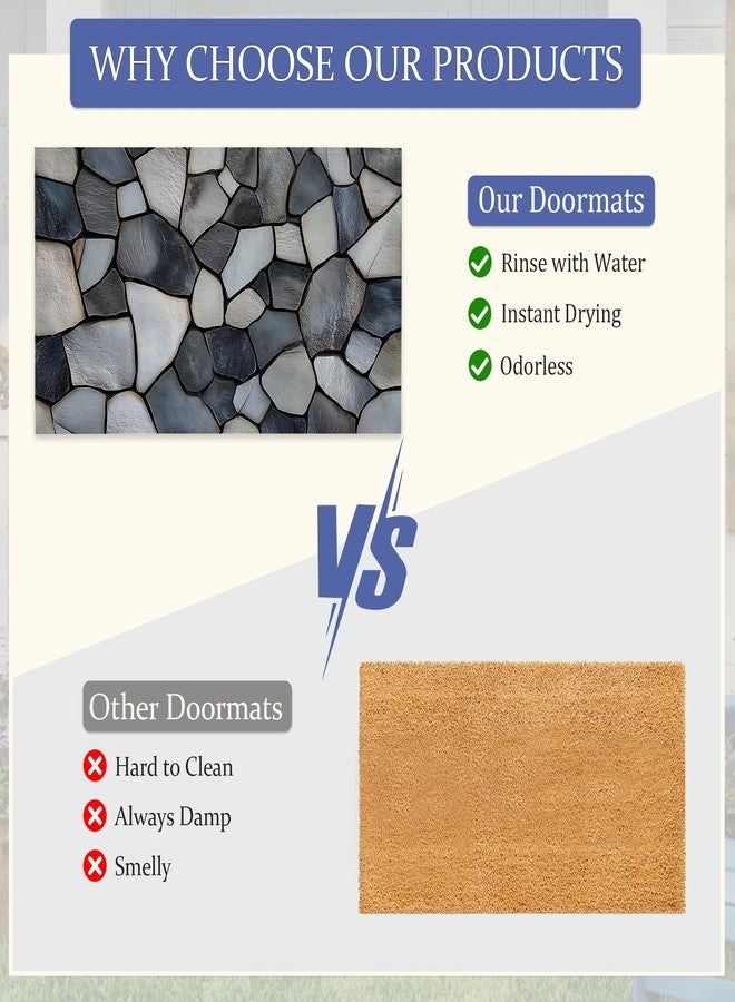 CXULIN Stone Pattern Welcome Mat,Modern Indoor Rugs for Entryway,Anti-Slip Low Profile Doormats Porch Mats for Front Door Stairway Rug Living Room Floor Mat 30 x 17 Inch - Image 4