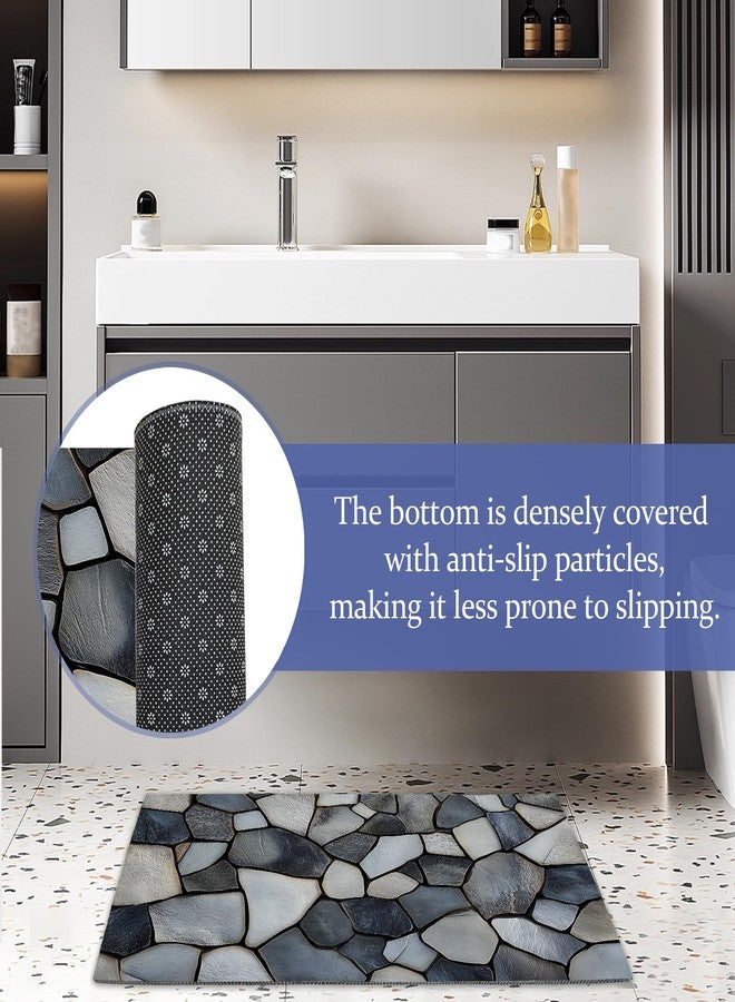 CXULIN Stone Pattern Welcome Mat,Modern Indoor Rugs for Entryway,Anti-Slip Low Profile Doormats Porch Mats for Front Door Stairway Rug Living Room Floor Mat 30 x 17 Inch - Image 3