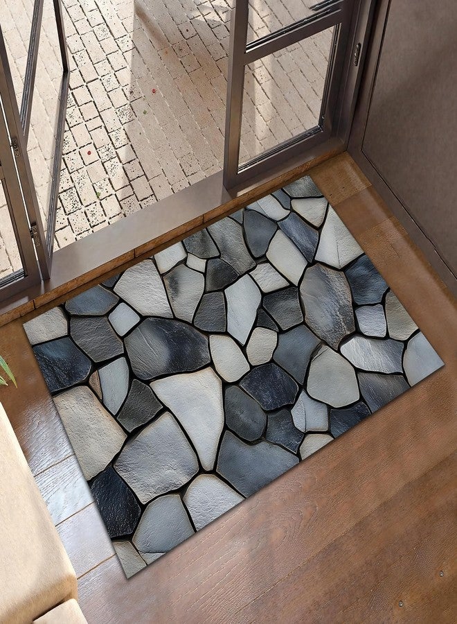CXULIN Stone Pattern Welcome Mat,Modern Indoor Rugs for Entryway,Anti-Slip Low Profile Doormats Porch Mats for Front Door Stairway Rug Living Room Floor Mat 30 x 17 Inch - Image 1