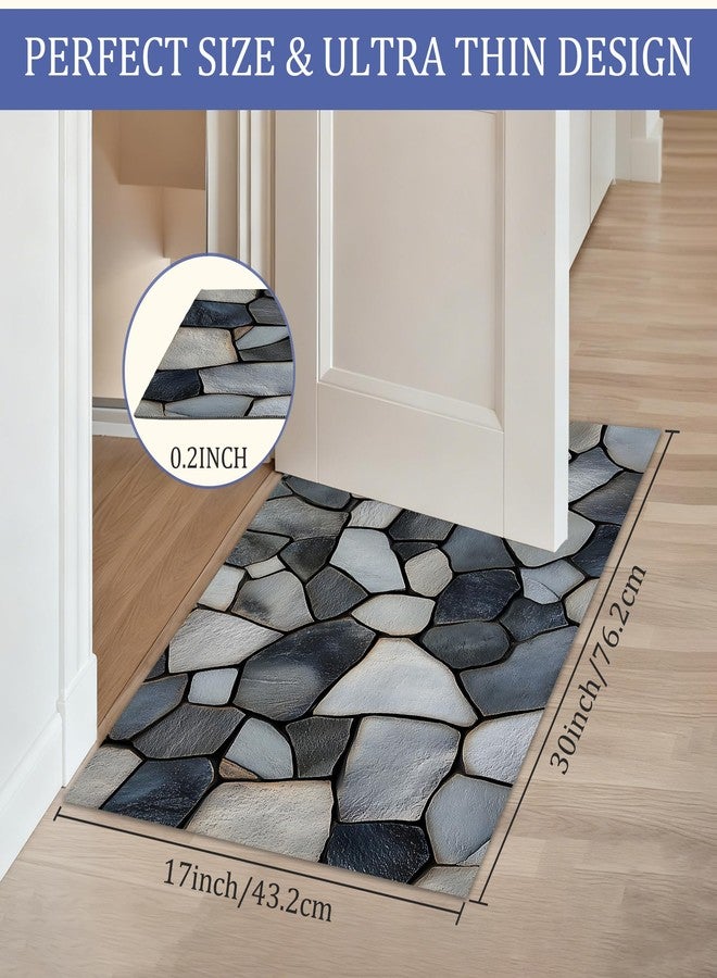 CXULIN Stone Pattern Welcome Mat,Modern Indoor Rugs for Entryway,Anti-Slip Low Profile Doormats Porch Mats for Front Door Stairway Rug Living Room Floor Mat 30 x 17 Inch - Image 2