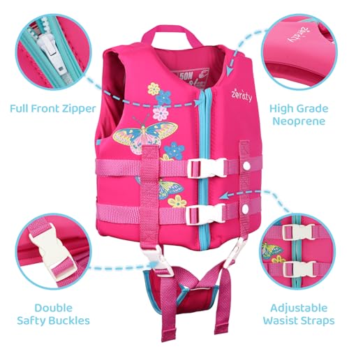 Zeraty Toddler Swim Vest Neoprene Kids Float Jacket Swimming Aid for Children with Adjustable Safety Strap Age 1-9+ Years/36-88Lbs - Image 4