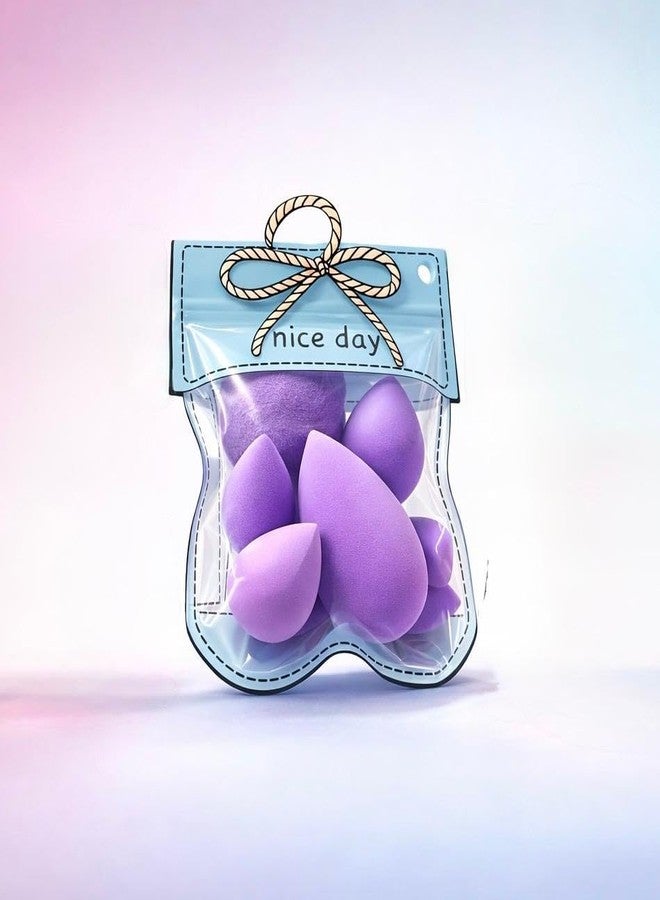Teraabliss Makeup Blender Sponge Set with Cute Reusable Pouch - Soft Beauty Blending Sponges for Foundation, Concealer & Powder - Multi Shape Cosmetic Puff for Flawless Finish (Purple) - Image 1