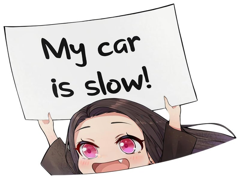 EARLFAMILY 51 Funny Demon Girl My Car is Slow Warning Car Decals Caravan Rear Windshield ElectricBicycle Vehicle Vinyl Trunk DIY Stickers - Image 1