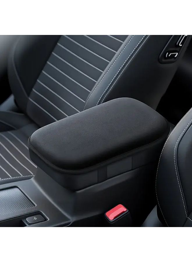 Black Car Console Armrest Pad Cushion Soft Comfortable Easy Install - Image 1