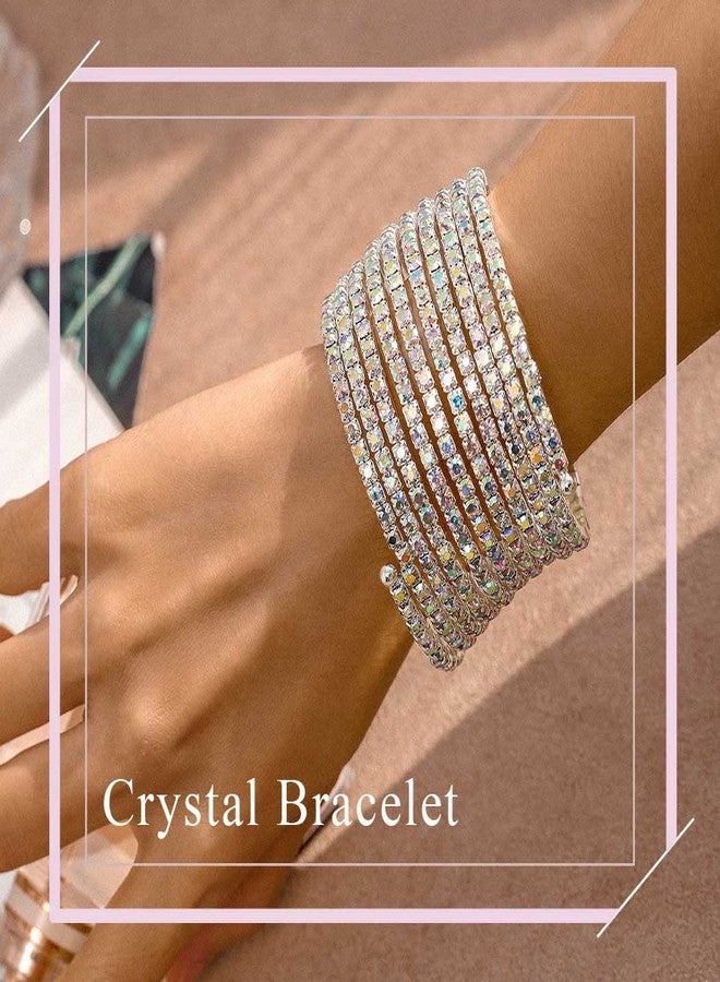 ELABEST Multi Row Crystal Bracelet Stretch Rhinestone Bling Hand Chain Bridal Ball Body Jewelry Accessories for Women (Colorful) - Image 3