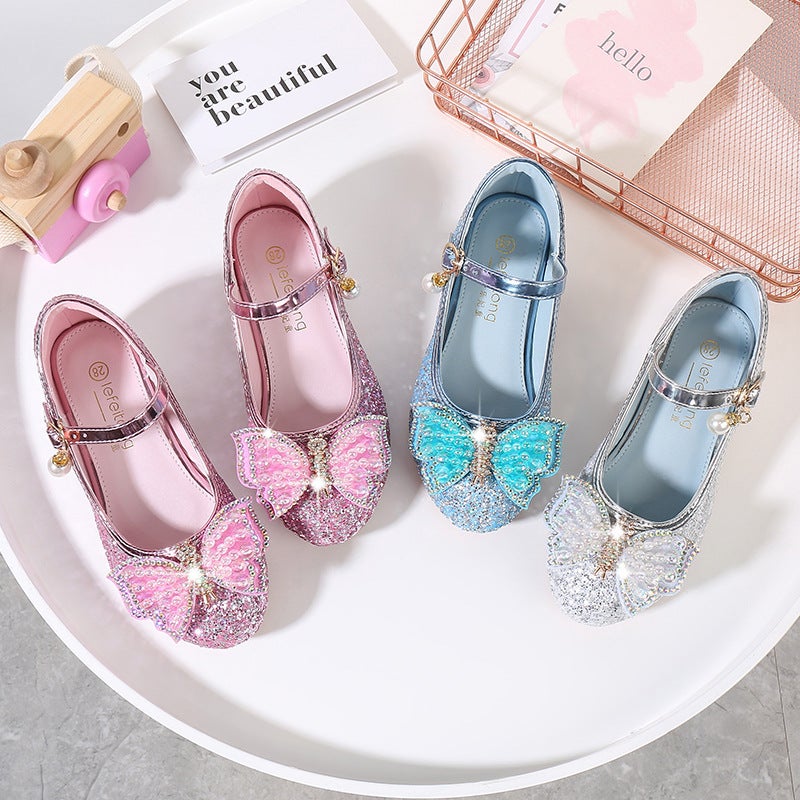 Girls'' Sequined Princess Shoes, Spring and Summer Style Bow Shoes, Children''s High-Heeled Crystal Shoes for Stage Performances - Image 4