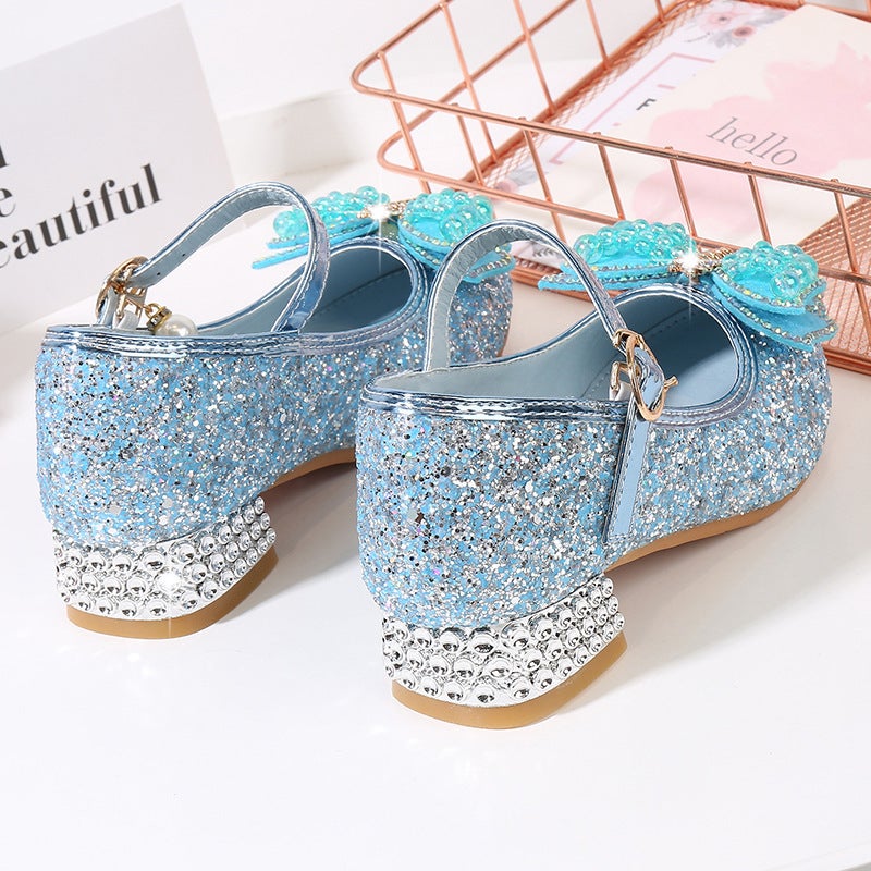 Girls'' Sequined Princess Shoes, Spring and Summer Style Bow Shoes, Children''s High-Heeled Crystal Shoes for Stage Performances - Image 5