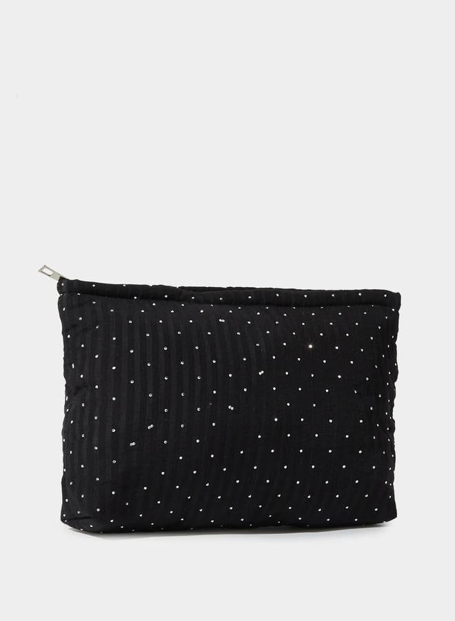 Styli Black Polka Dot Sequin Embellished Pouch - Image 1