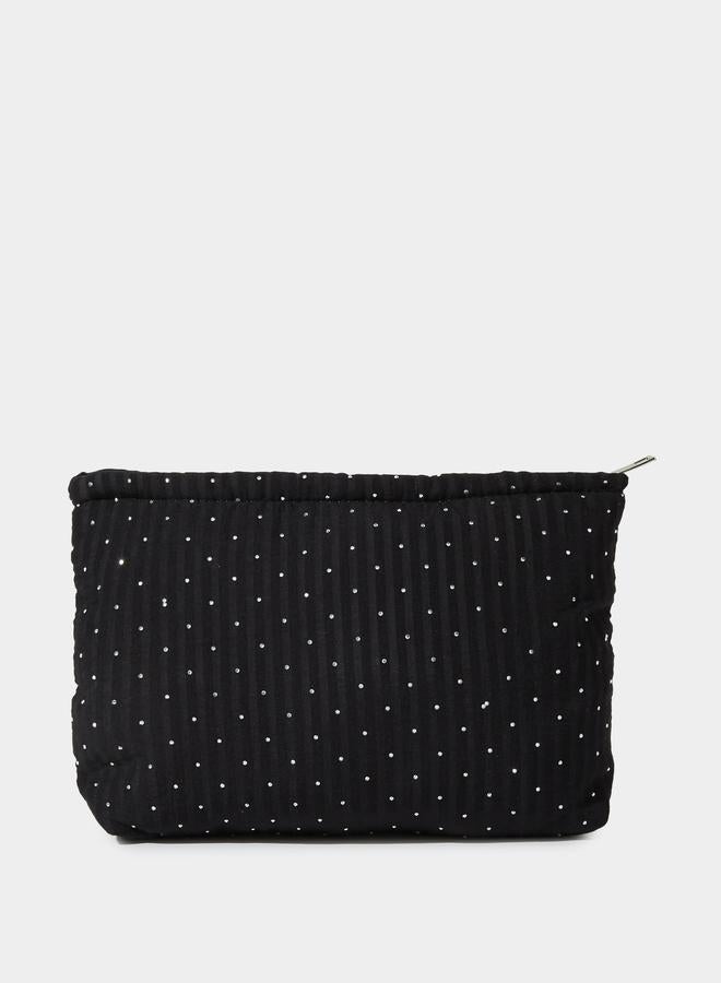 Styli Black Polka Dot Sequin Embellished Pouch - Image 3