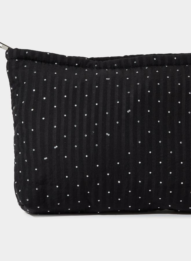 Styli Black Polka Dot Sequin Embellished Pouch - Image 2