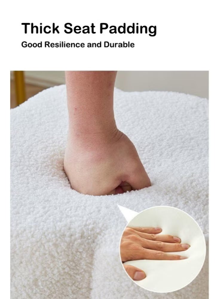 والالا كرسي زينة أنيق من جلد الحمل - كرسي مكياج عثماني ناعم مزين بالزهور لطاولة الزينة، ديكور غرفة النوم، مقعد بدوار أبيض كريمي - Image 5