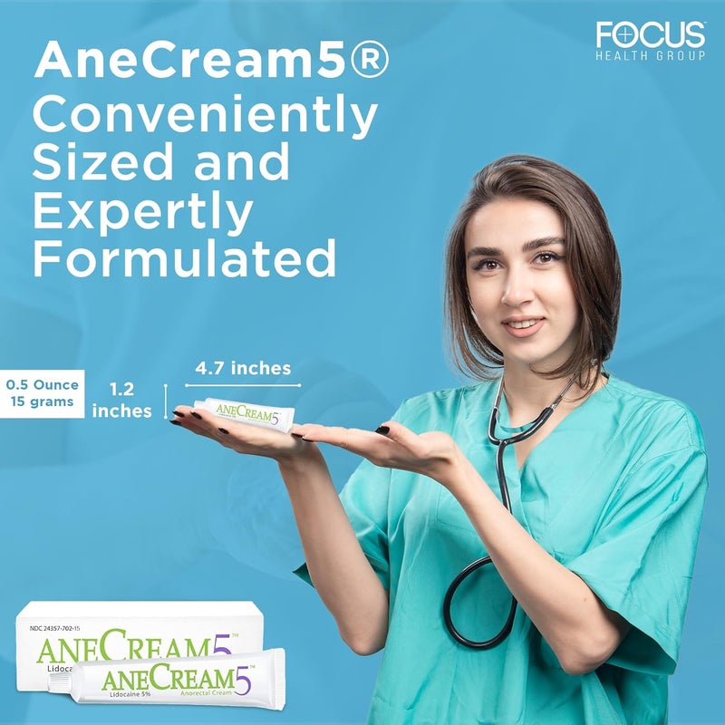 AneCream5-5% Lidocaine Numbing Cream - Maximum OTC Strength, Medical Grade Numbing Cream, Topical Anesthetic Lidocaine for Local & Anorectal Uses, Hemorrhoid Cream (0.5 oz/15 g) - Image 5