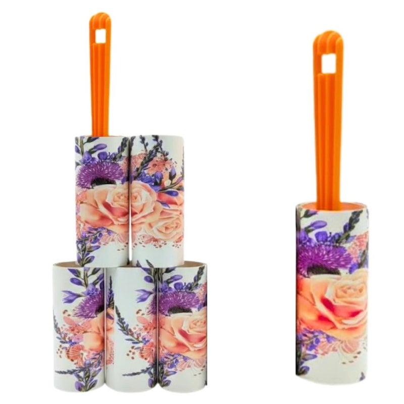 Kovar Sticky Easy Tear Sticky Lint Roller Set With 4 Refills For Clothes And Pets Hair- 5pcs