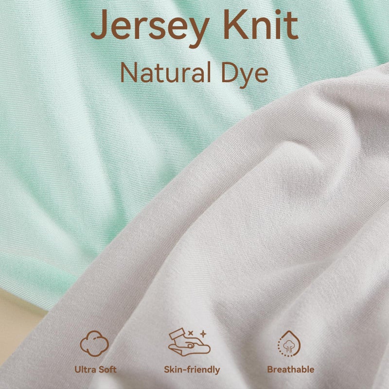 TILLYOU Changing Pad Cover Set in Soft Jersey Material - Fits 32"/34''x16 Contoured Pad for Babies, Lt Green & Lt Gray - Image 2