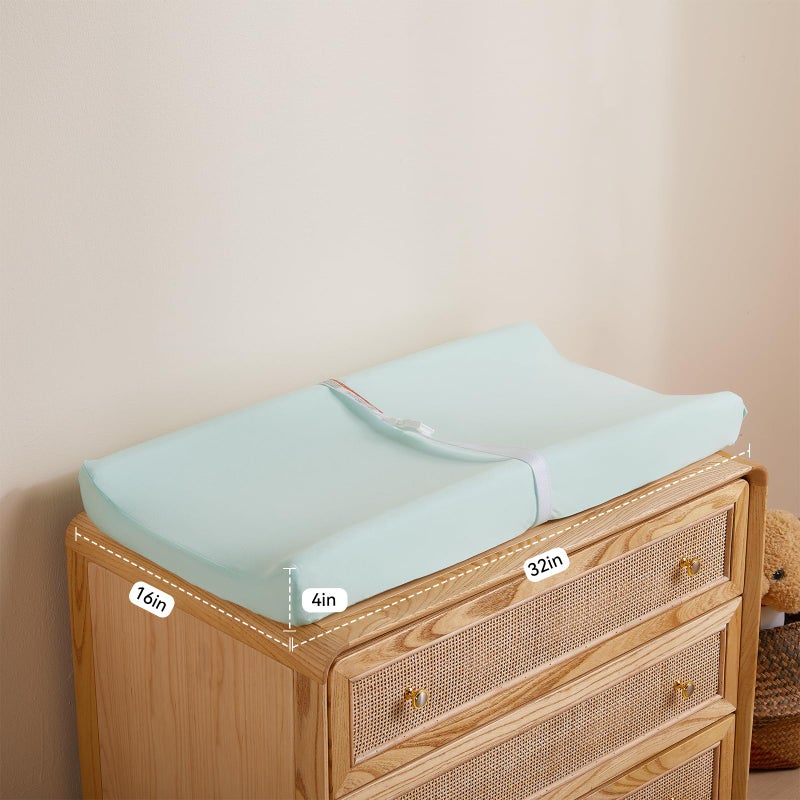 TILLYOU Changing Pad Cover Set in Soft Jersey Material - Fits 32"/34''x16 Contoured Pad for Babies, Lt Green & Lt Gray - Image 4
