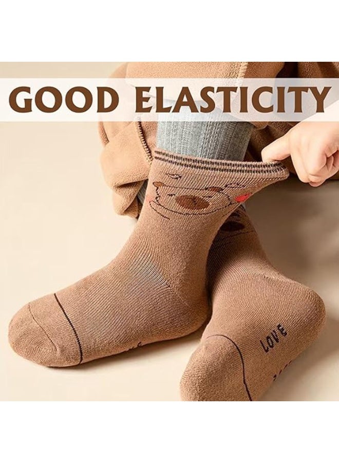 CMGTYYD 5 Pairs Capybara Socks, Cartoon Capybara Cotton Socks for Kid, Thick Warm Winter Thermal Walking Socks, Kid's Novelty Cosy Calf Sock for Toddlers Boys Girls, for Girls and Boys - Image 2