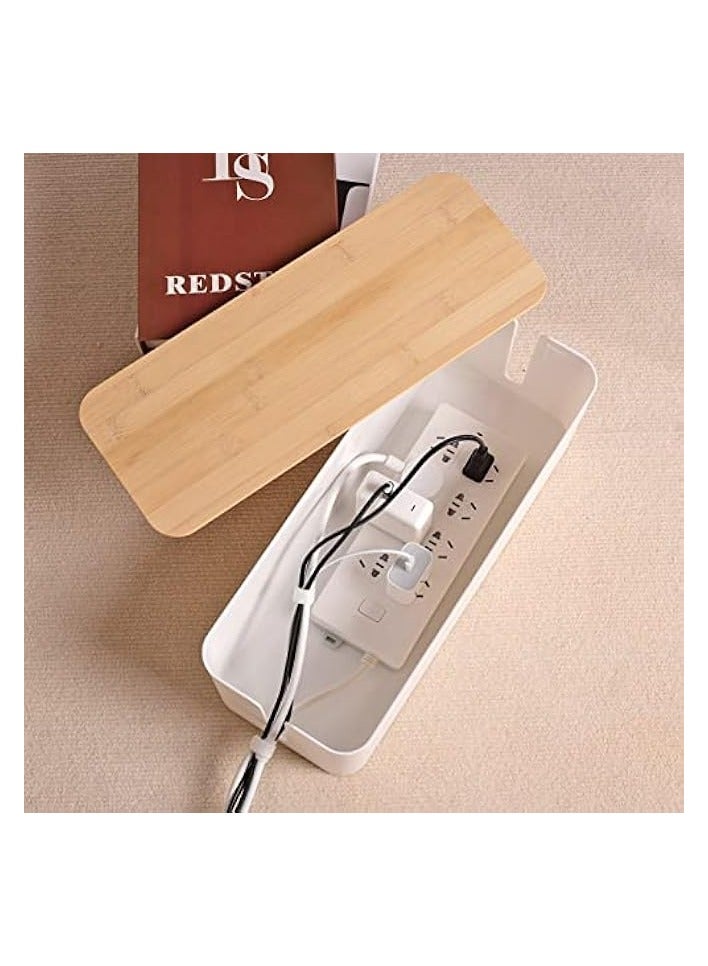 erorex Cable Management Box - Wooden Style Large Cord Organizer Box to Hide Wires & Power Strips | Desk Computer Cable Organizer Box | Safe ABS Material |16" (L) x 6.2" (W) 5.3" (H)|for Home & Office - White - Image 4