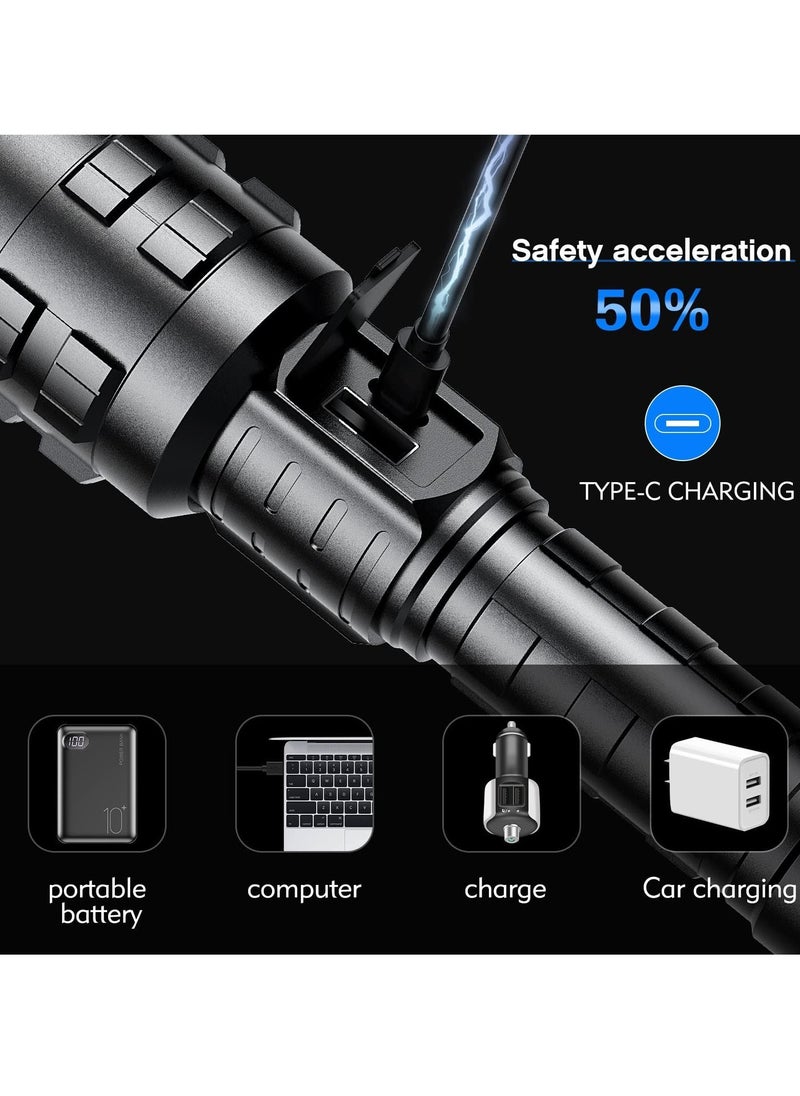 Excefore - Super Bright Flashlight, Rechargeable LED Flashlights, 15000 Lumens LED Flashlight, ipx6 waterproof, Powerful Flashlight Torch Zoomable for Dog Walking Hiking Emergency Gif - Image 1