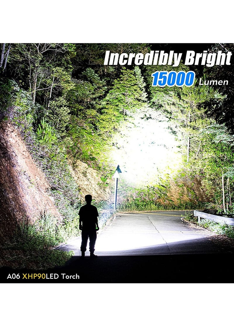 Excefore - Super Bright Flashlight, Rechargeable LED Flashlights, 15000 Lumens LED Flashlight, ipx6 waterproof, Powerful Flashlight Torch Zoomable for Dog Walking Hiking Emergency Gif - Image 1