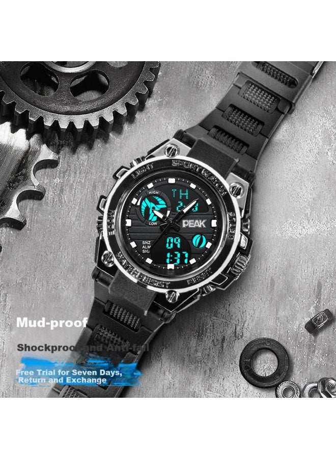 Peak Steel Dial | Sports Electronic Watch For Elementary, Middle, And High School Students, Unisex, Night Light, Waterproof, Shockproof, Alarm Clock, Stopwatch, Multi-Function, 6-12 Years Old Children - Image 1