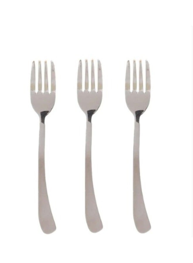 Zinnia Stainless Steel Curvy/Mirror Table Forks 3-Piece Set, Multicolor