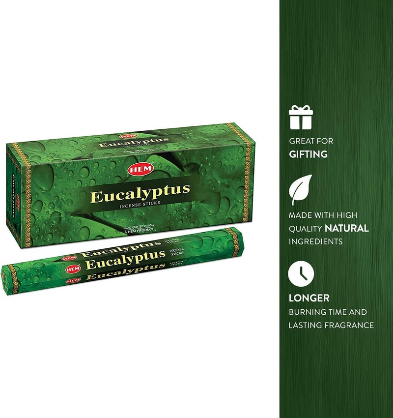 HEM Flexible usage build HEM 6 Pack 20 Gram Eucalyptus - Box Of Six 20 Stick Tubes - Incense Cost saving user oriented build - Image 5