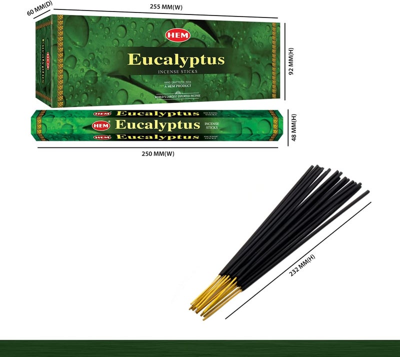 HEM Flexible usage build HEM 6 Pack 20 Gram Eucalyptus - Box Of Six 20 Stick Tubes - Incense Cost saving user oriented build - Image 2
