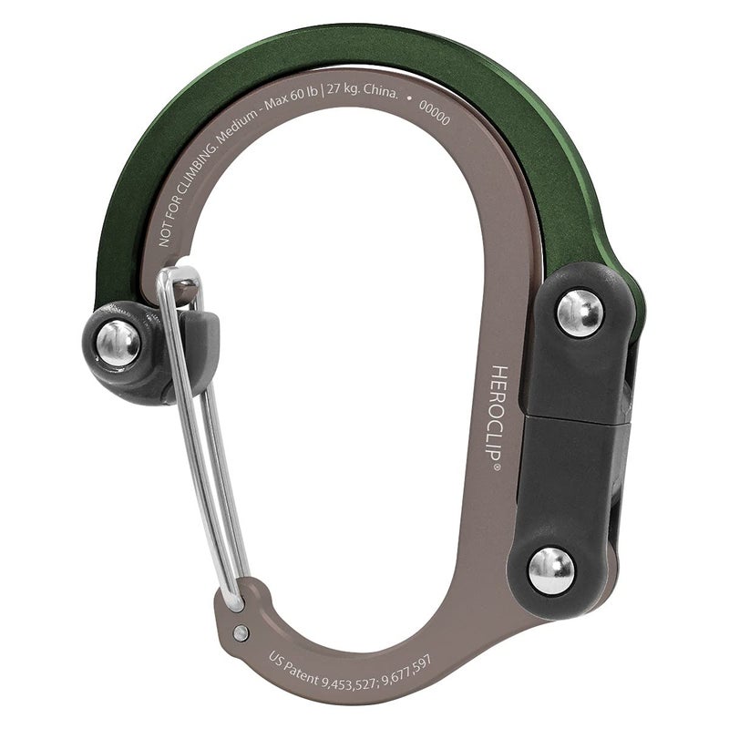 HEROCLIP GEAR AID HEROCLIP Carabiner Gear Clip and Hook (Medium) for Camping, Backpack, and Garage Organization, Forest Green - Image 1